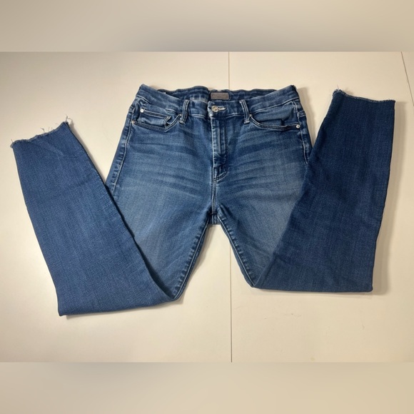 Mother Denim 29 high waisted looker ankle fray skinny Jeans stretch blue - Picture 10 of 15